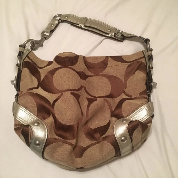 Coach Handbags - Coach 10619 Khaki Silver Carly Signature bag
